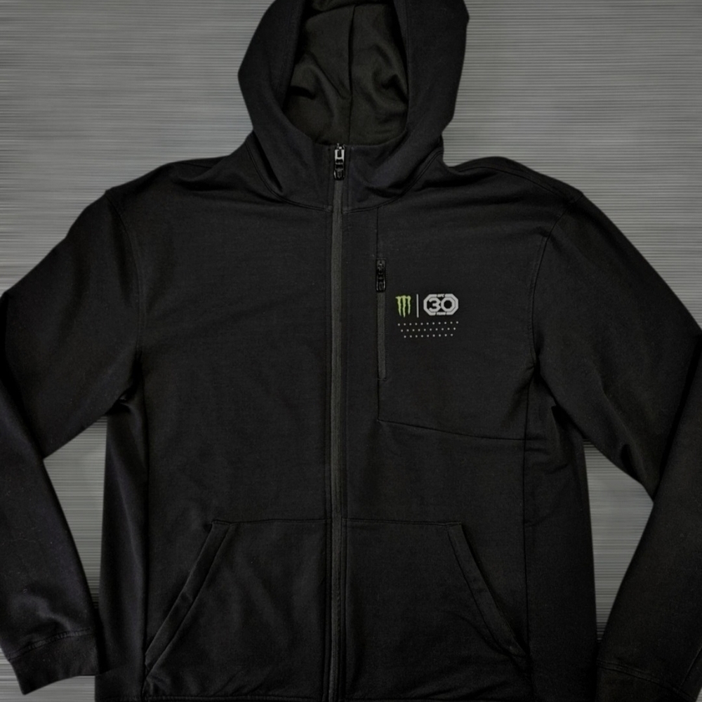 New Rare Black Zip-Up Monster Energy UFC Hoodie XL Sweater Jacket